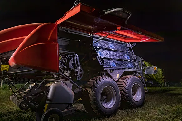 Open service door on a Hesston by Massey Ferguson LB2200 large square baler.