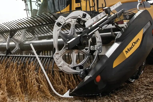 Close up view of a MacDon FD2 Series draper header.