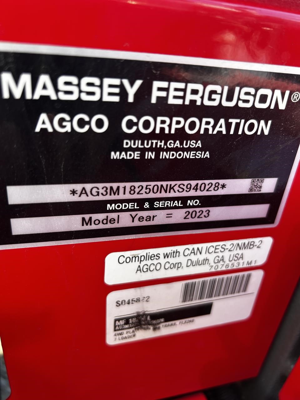 2023 Massey Ferguson 1825E