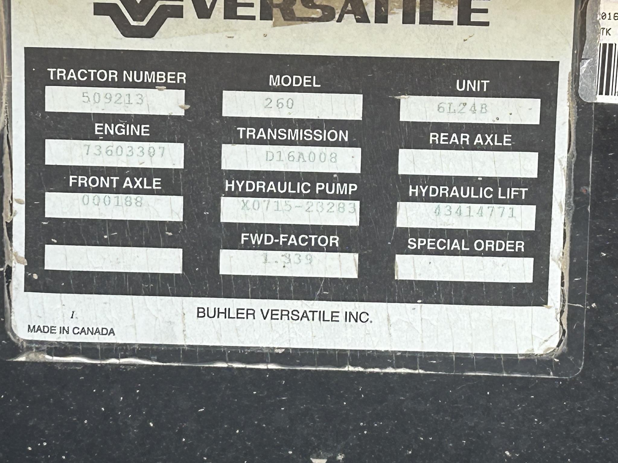2016 Versatile 260